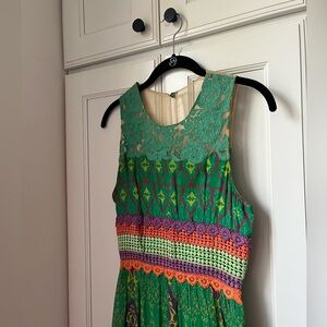 HEMANT & NANDITA Green and Orange Lace Dress